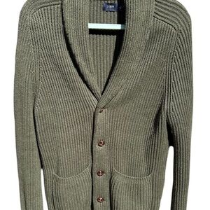 J. Crew Men's Green Ribbed Cardigan